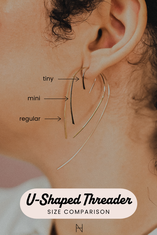 U-Shaped Threader Hoop Earrings, Gold Fill, Rose Gold Fill or Sterling Silver