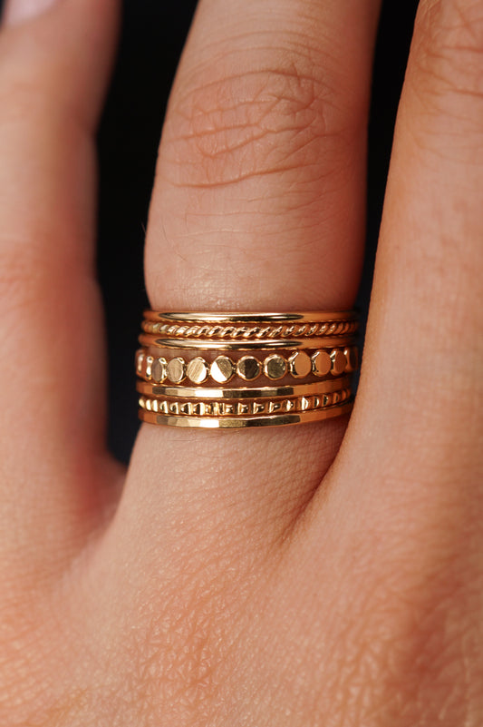 The Classic Textured Set of 7 Stacking Rings