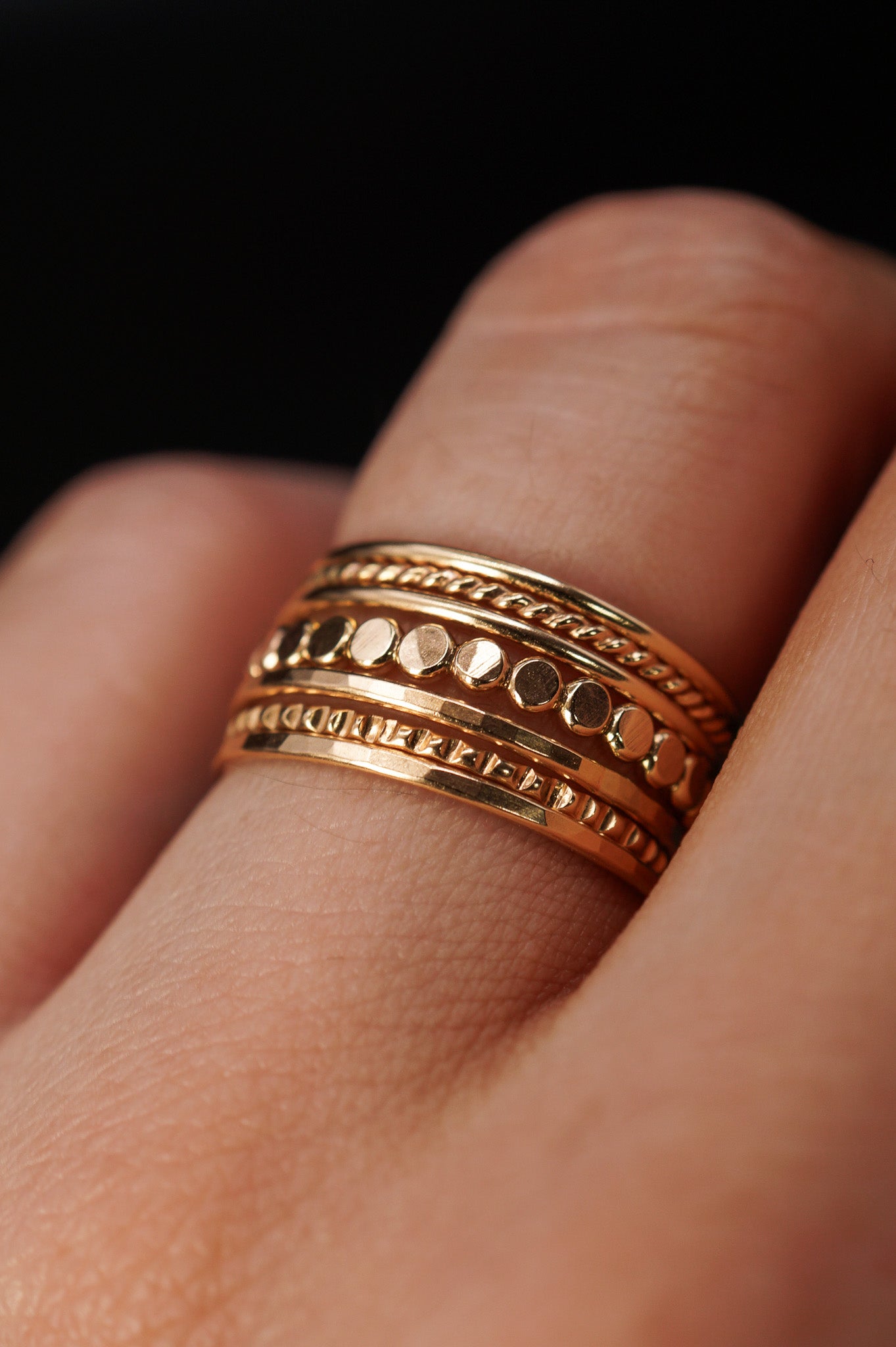 The Classic Textured Set of 7 Stacking Rings