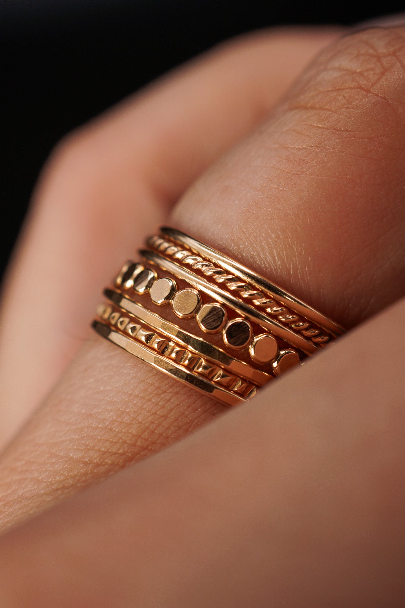 The Classic Textured Set of 7 Stacking Rings