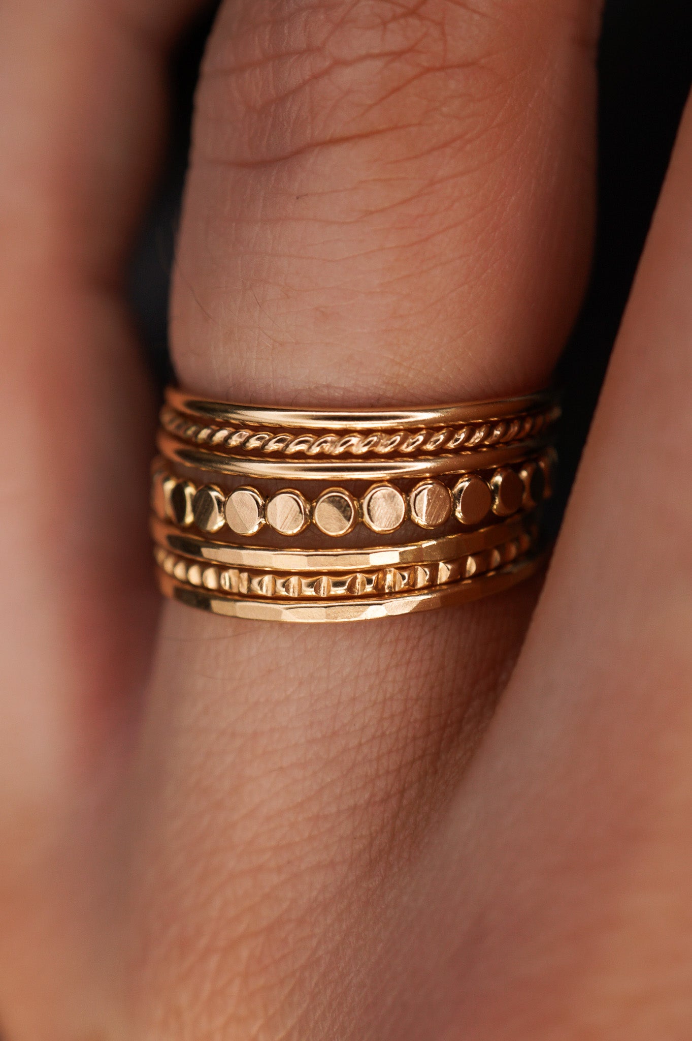 The Classic Textured Set of 7 Stacking Rings