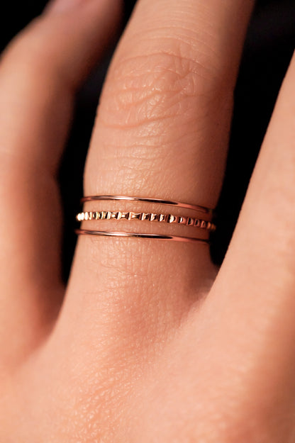 Lined Set Of 3 Stacking Rings, Gold Fill, Rose Gold Fill or Sterling Silver