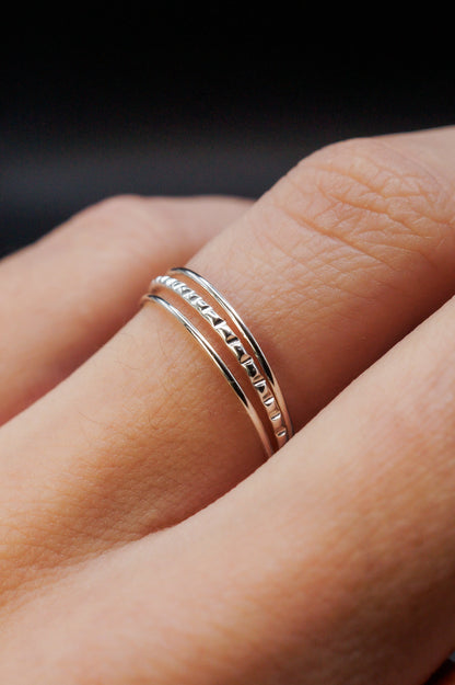 Lined Set Of 3 Stacking Rings, Gold Fill, Rose Gold Fill or Sterling Silver