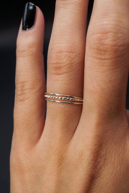 Lined Set Of 3 Stacking Rings, Gold Fill, Rose Gold Fill or Sterling Silver