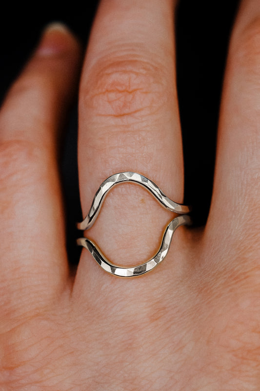 Arc Set of 2 Stacking Rings in Gold, Rose Gold or Silver