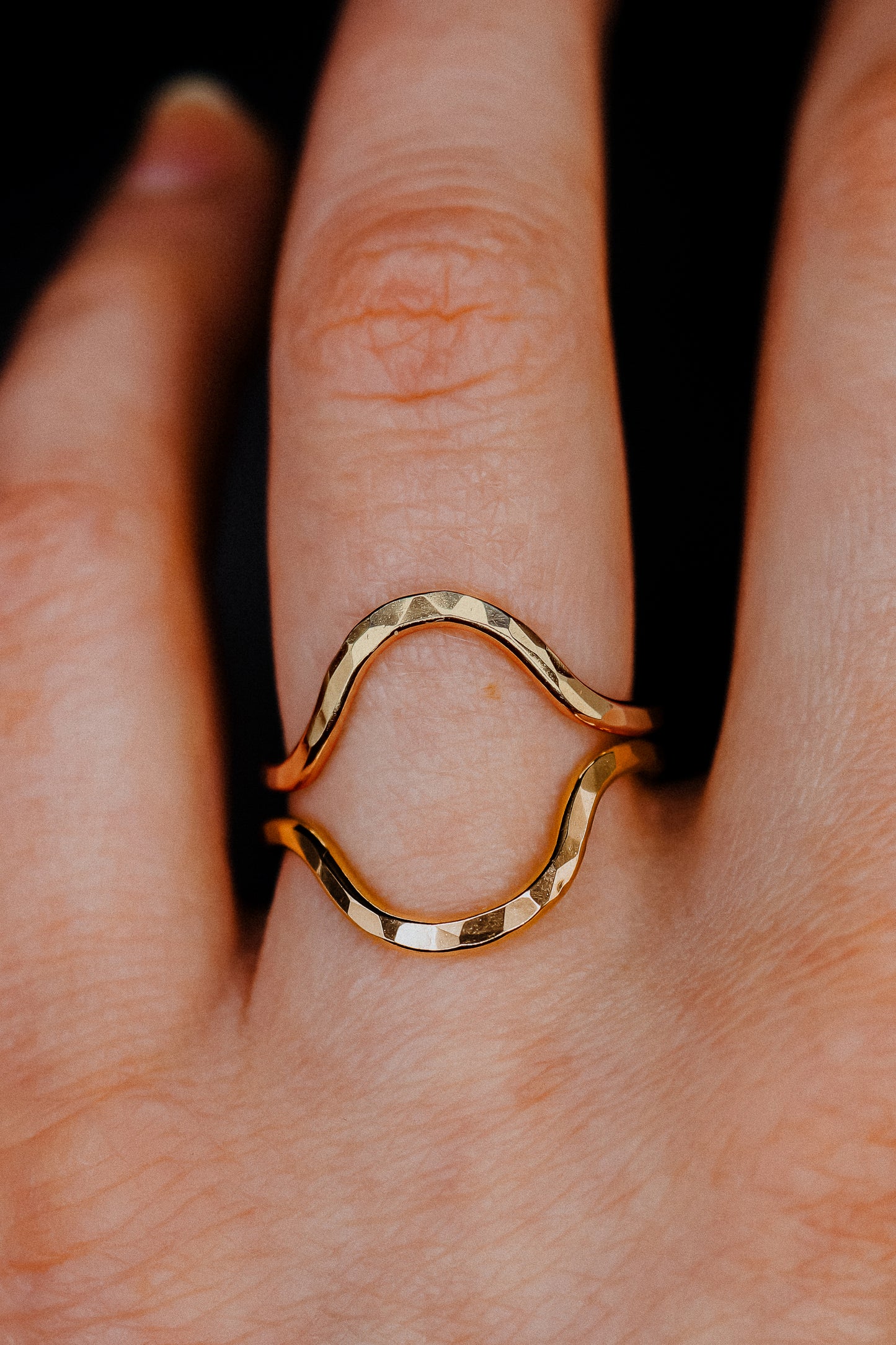 Arc Set of 2 Stacking Rings in Gold, Rose Gold or Silver