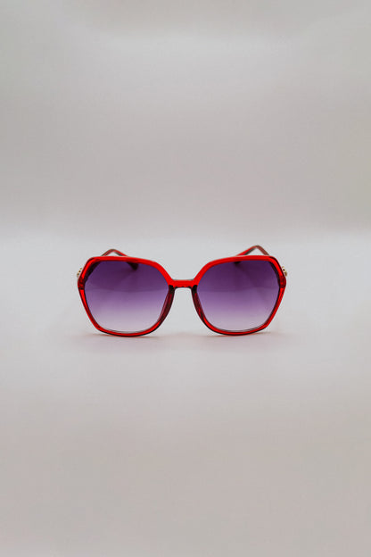 Maroon Hexagon Sunglasses