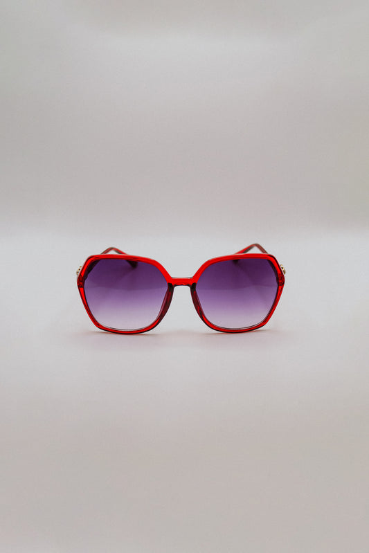 Maroon Hexagon Sunglasses