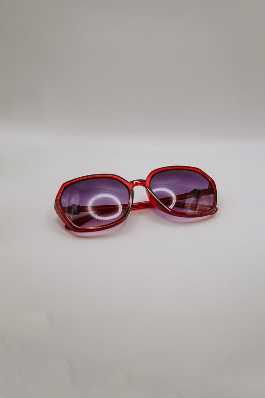Maroon Hexagon Sunglasses