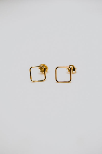 Square Stud Earrings, Gold Fill or Sterling Silver
