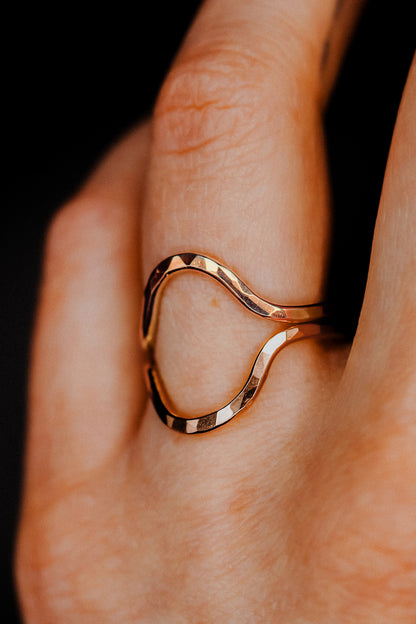 Arc Set of 2 Stacking Rings in Gold, Rose Gold or Silver