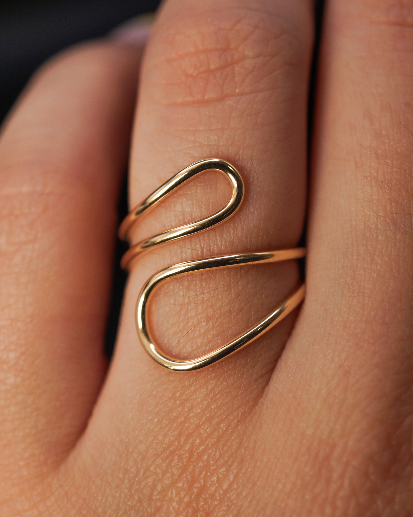 Wave Cuff Ring, 14K Gold Fill