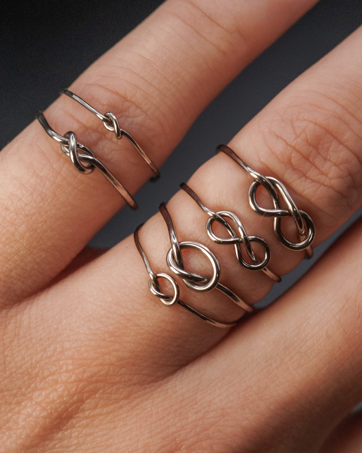 Infinity Knot Ring, Solid 14K White Gold