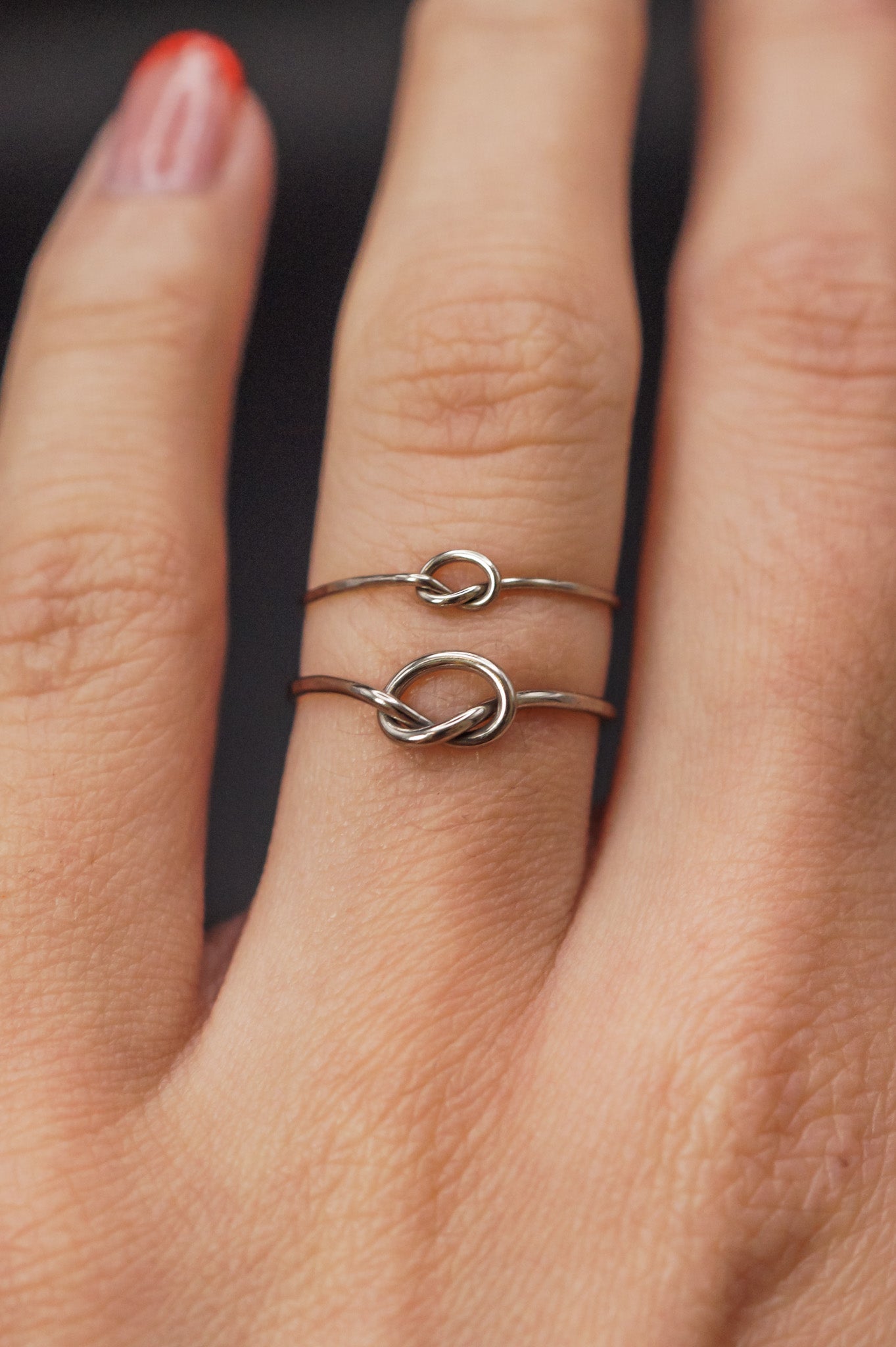 Open Knot Ring, Solid 14K White Gold