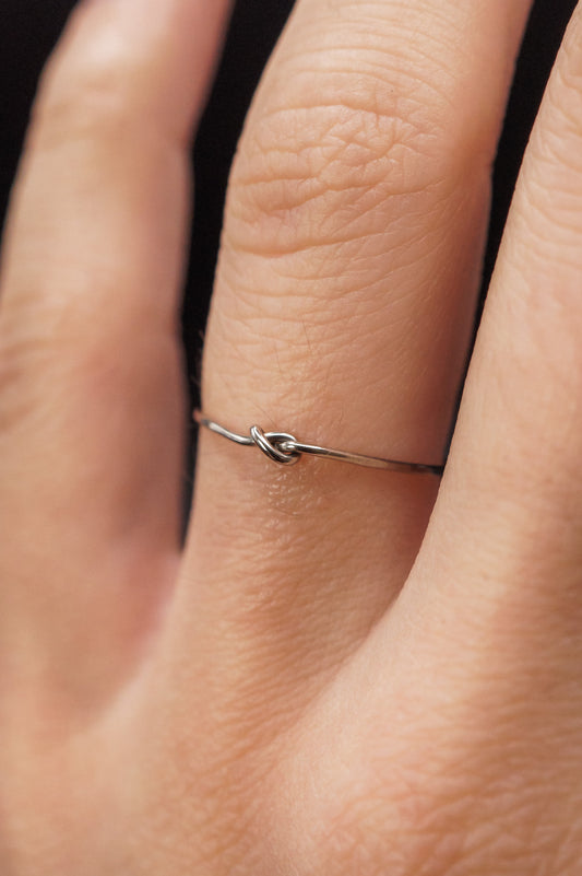 Closed Knot Ring, Solid 14K White Gold