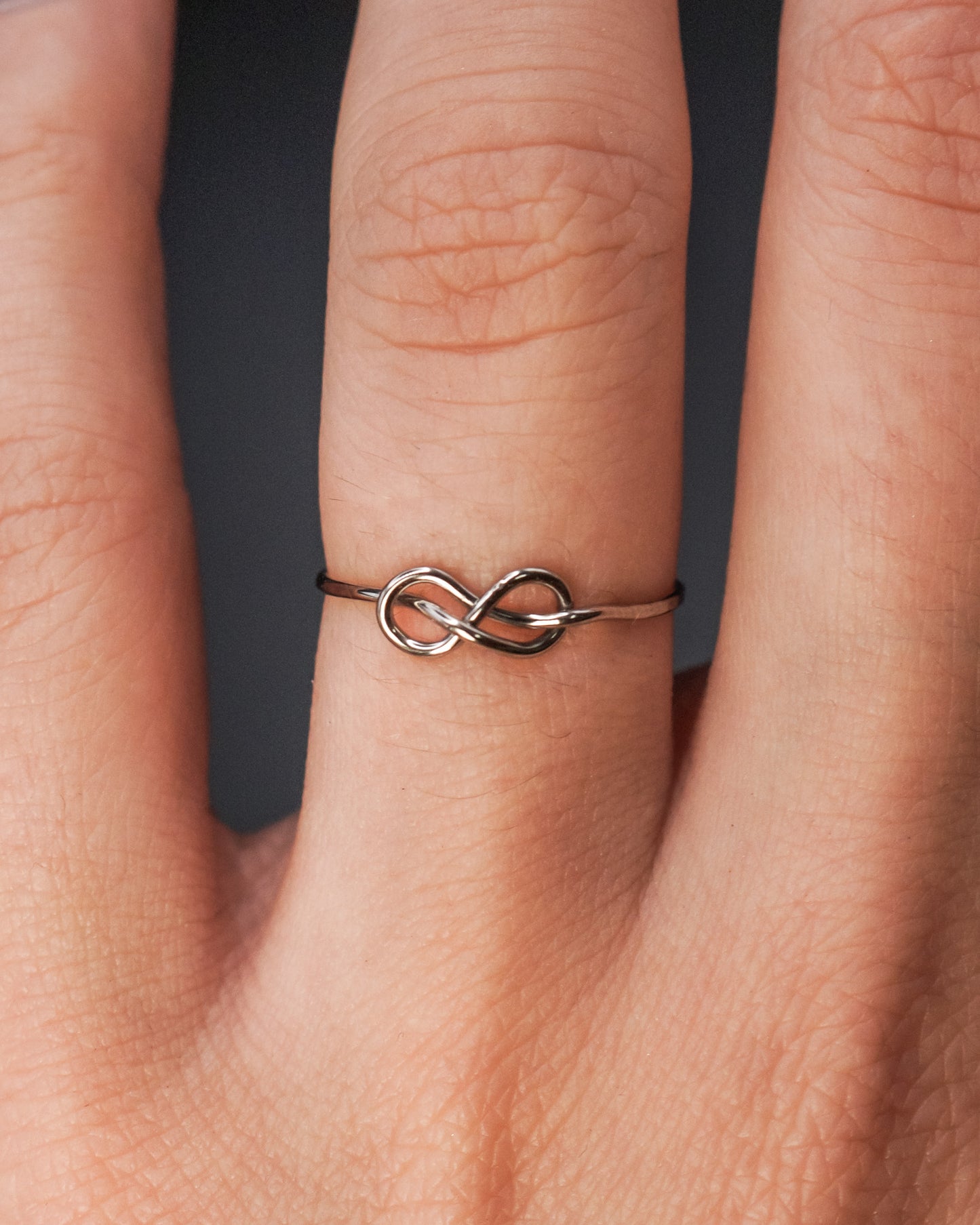 Infinity Knot Ring, Solid 14K White Gold