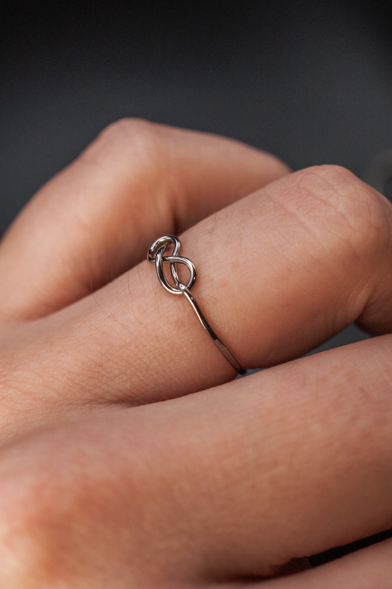 Infinity Knot Ring, Solid 14K White Gold