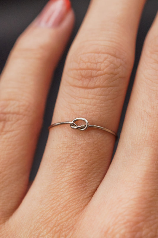 Open Knot Ring, Solid 14K White Gold