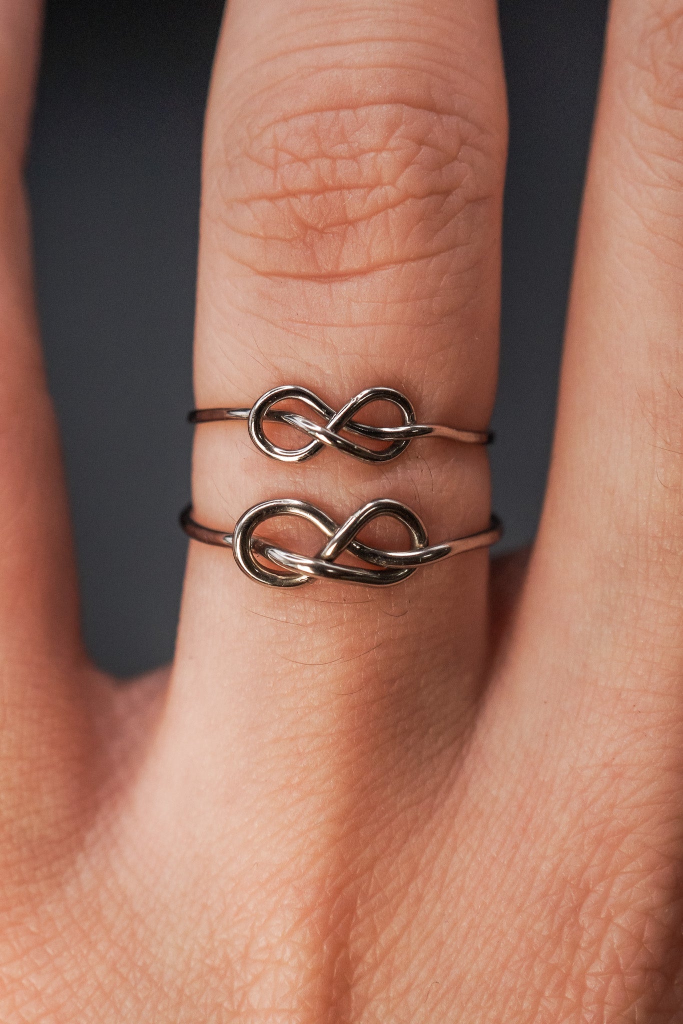 Infinity Knot Ring, Solid 14K White Gold