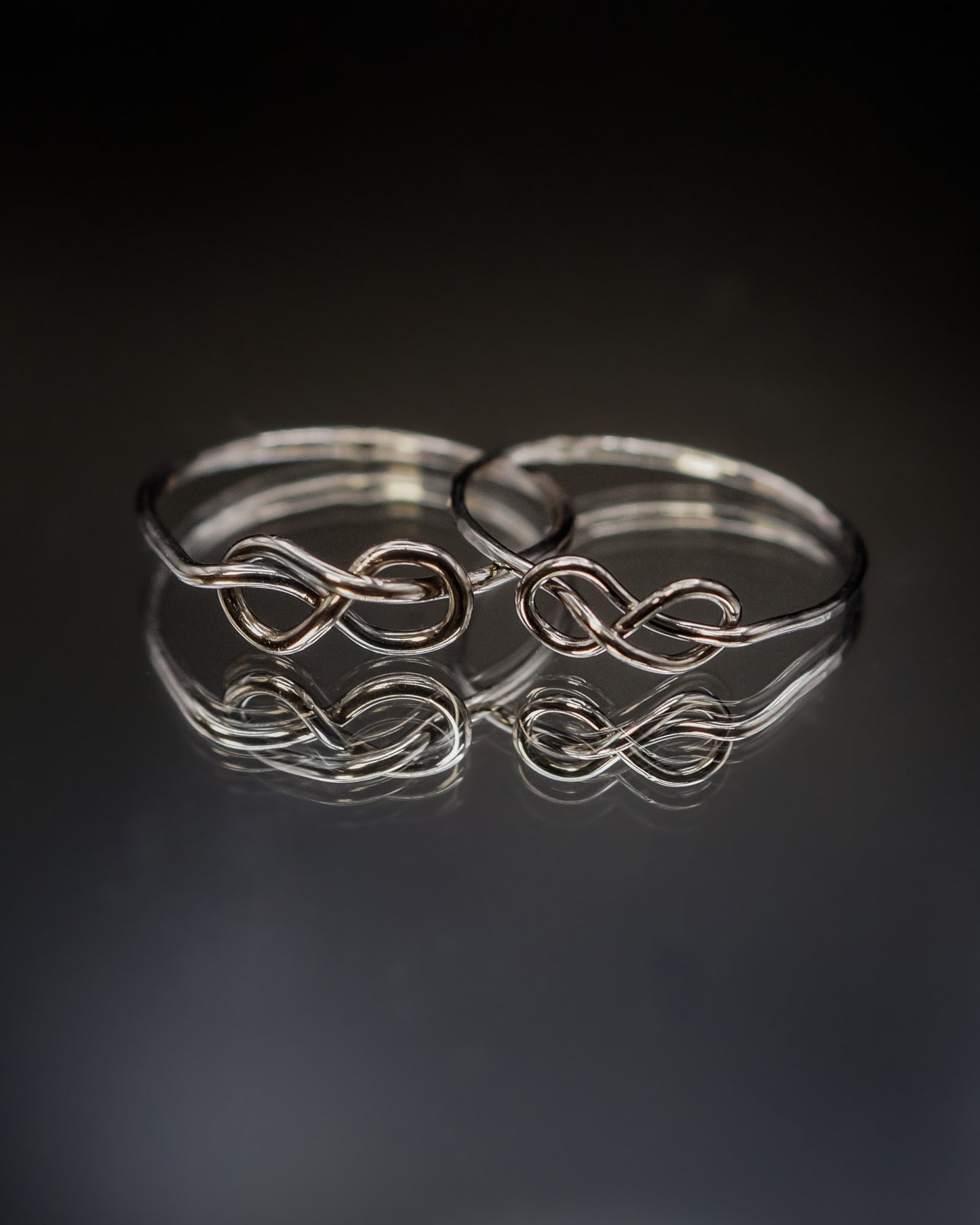 Infinity Knot Ring, Solid 14K White Gold