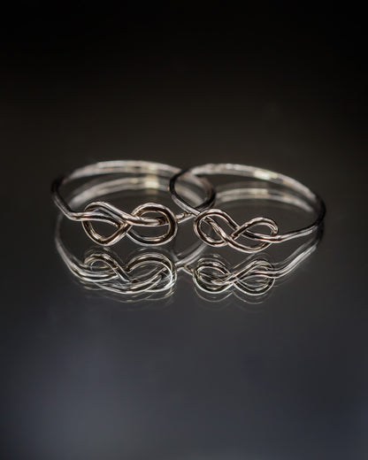 Infinity Knot Ring, Solid 14K White Gold