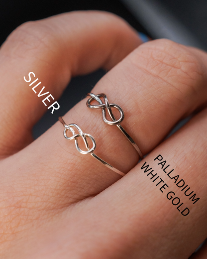 Infinity Knot Ring, Solid 14K White Gold