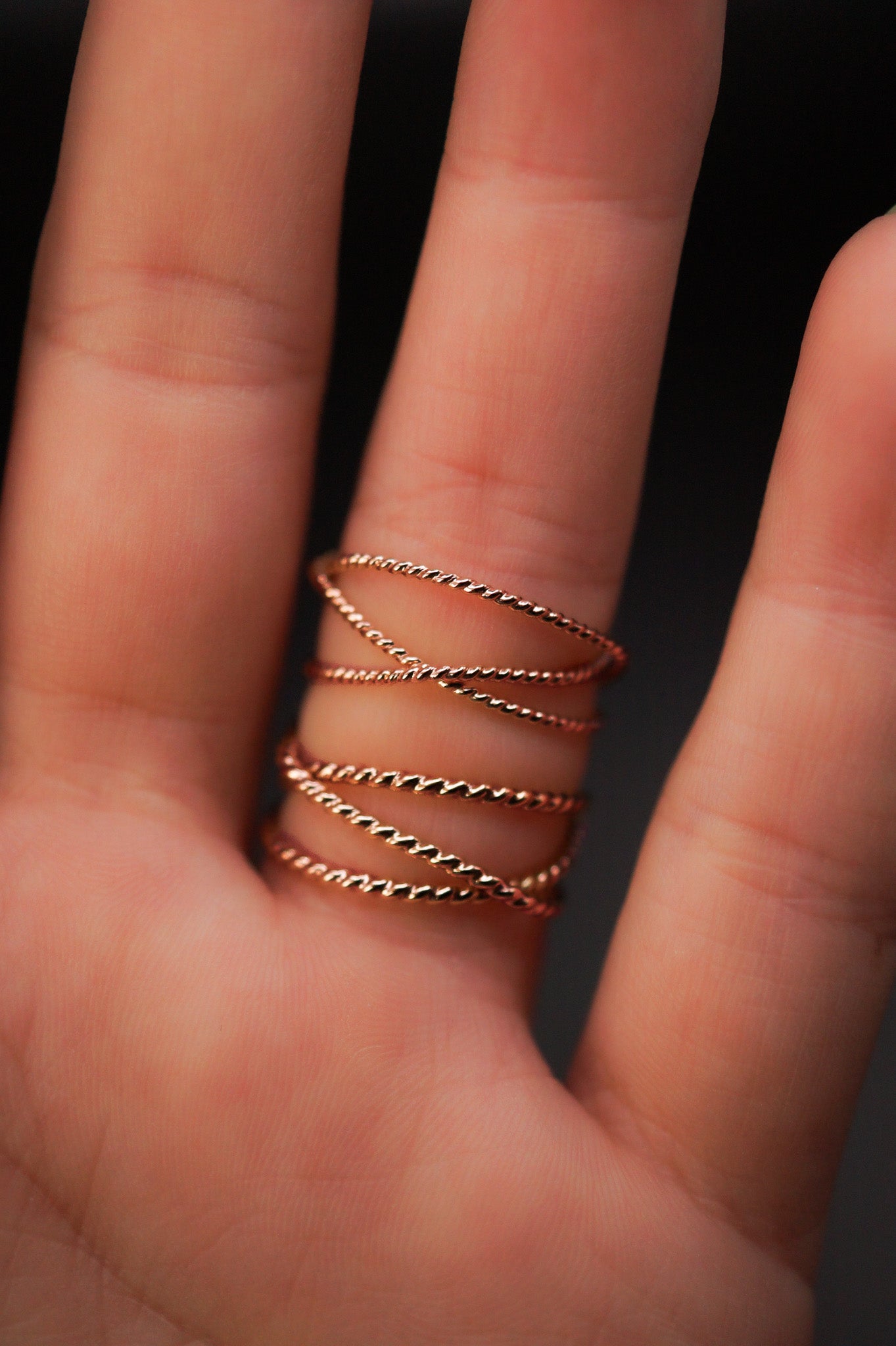 Twist Wraparound Ring, 14K Rose Gold Fill