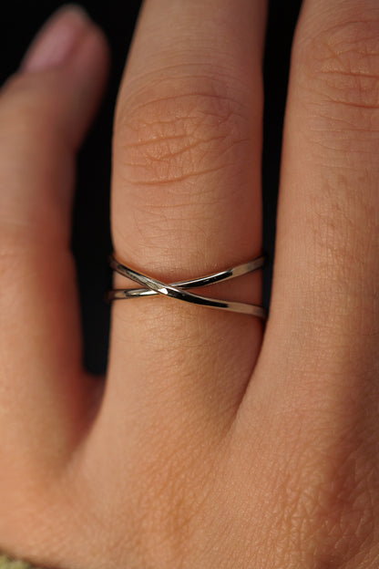 X-Ring, Solid 14K White Gold