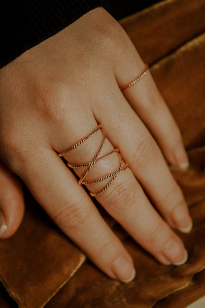 Extra Large Twist Wraparound Ring, 14K Rose Gold Fill