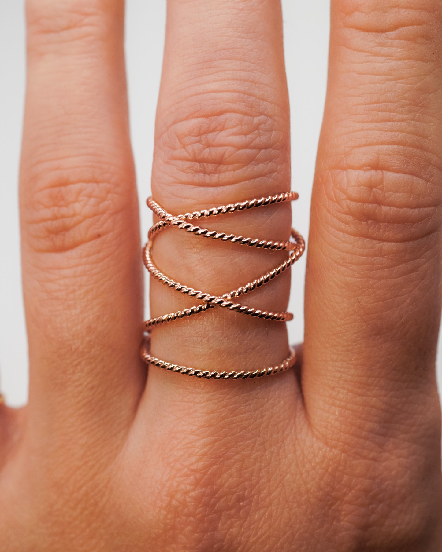 Extra Large Twist Wraparound Ring, 14K Rose Gold Fill