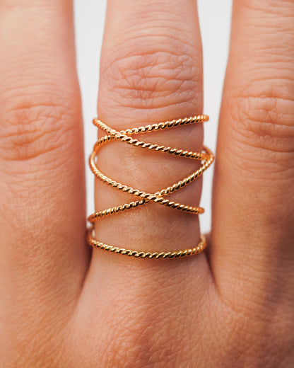 Extra Large Twist Wraparound Ring, 14K Gold Fill