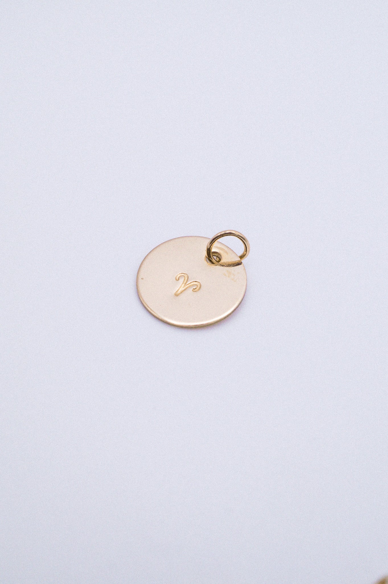 Zodiac Circle Charm, Solid 14K Gold