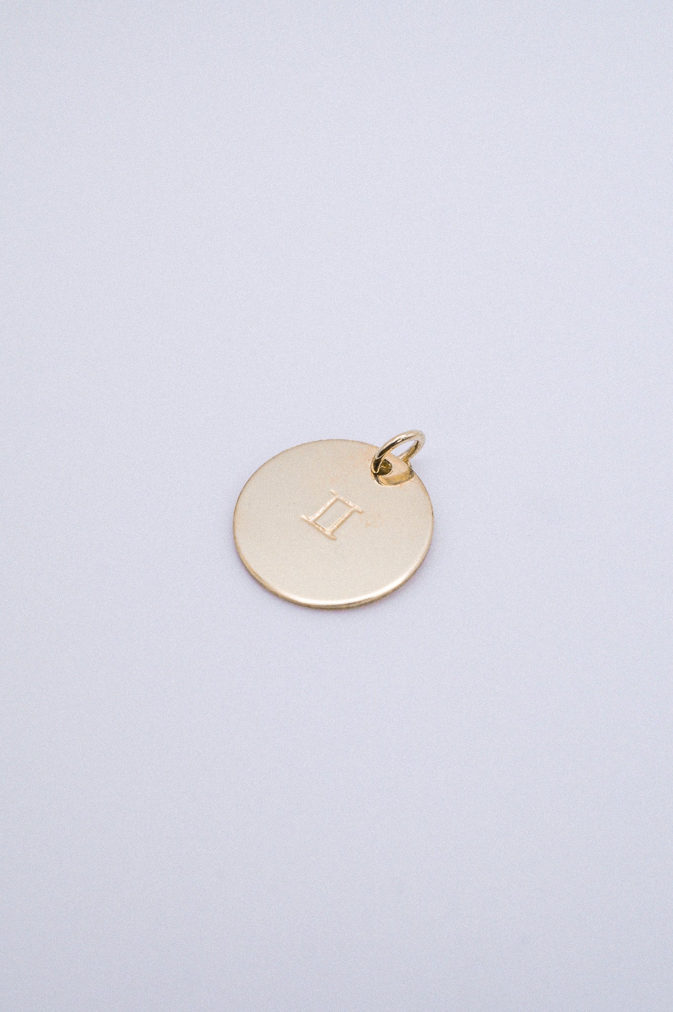 Zodiac Circle Charm, Solid 14K Gold