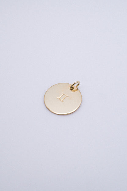 Zodiac Circle Charm, Solid 14K Gold