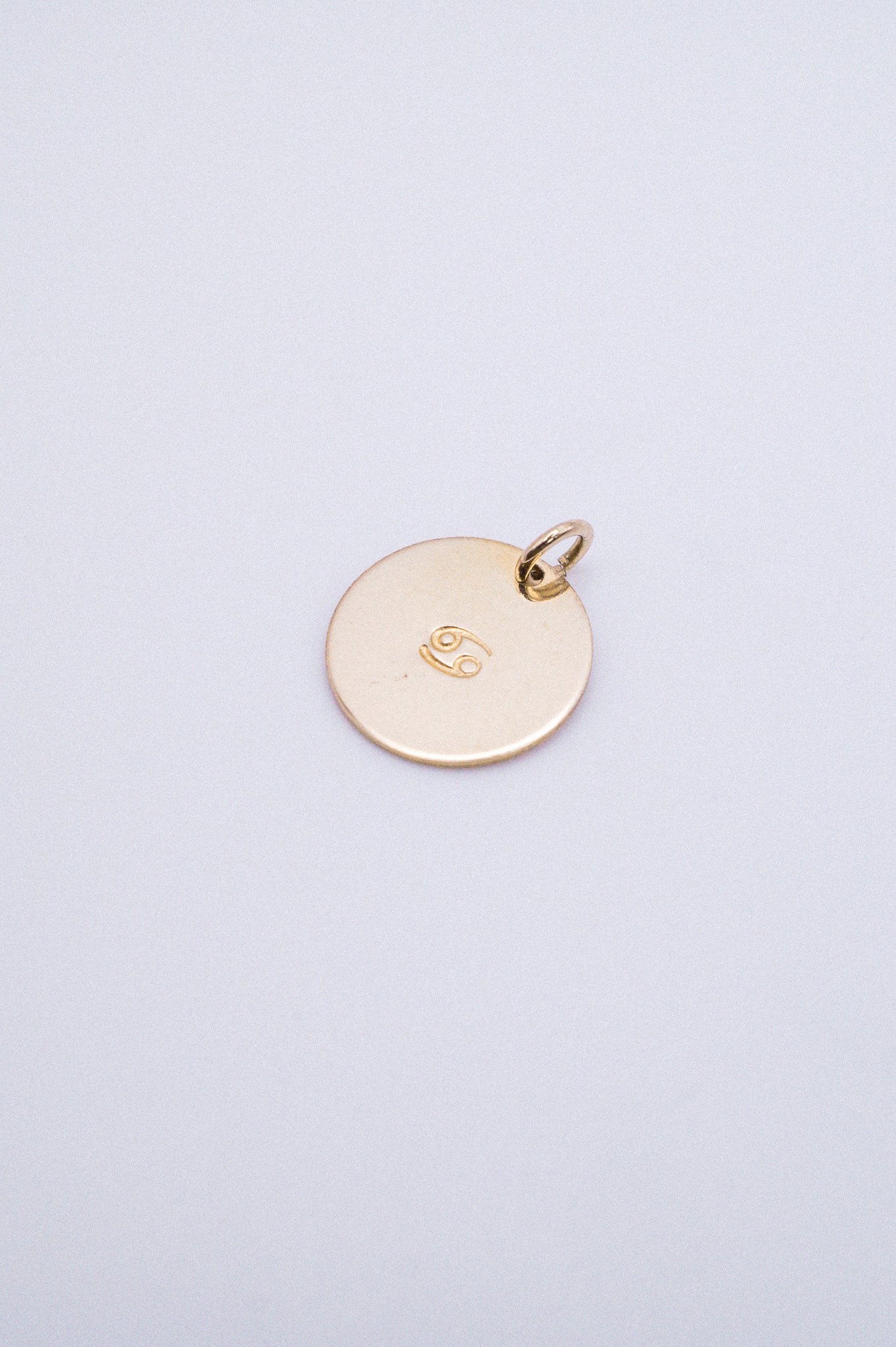 Zodiac Circle Charm, Solid 14K Gold