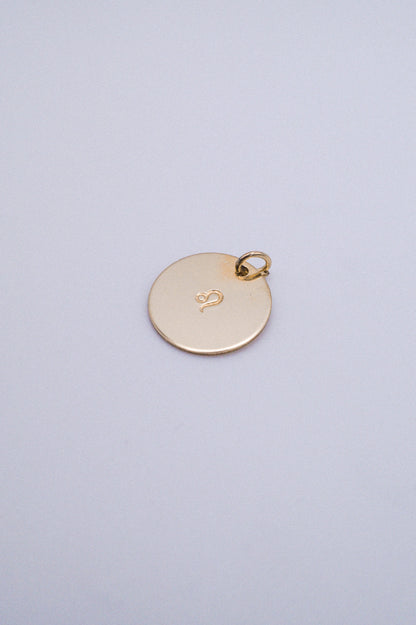 Zodiac Circle Charm, Solid 14K Gold