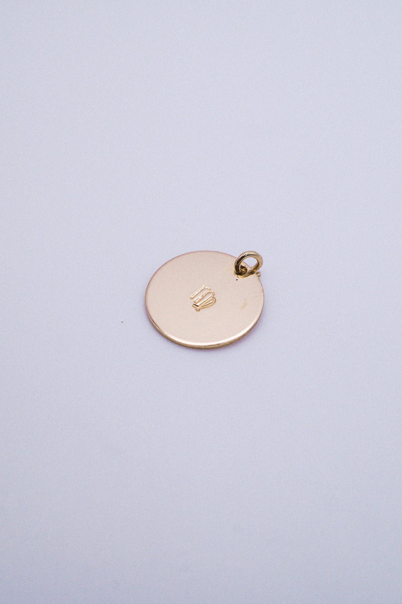 Zodiac Circle Charm, Solid 14K Gold