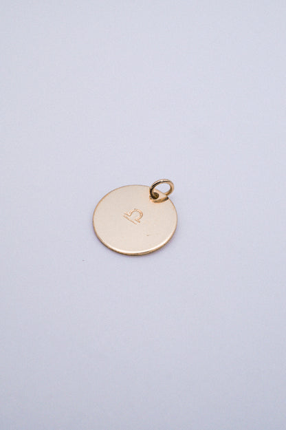 Zodiac Circle Charm, Solid 14K Gold