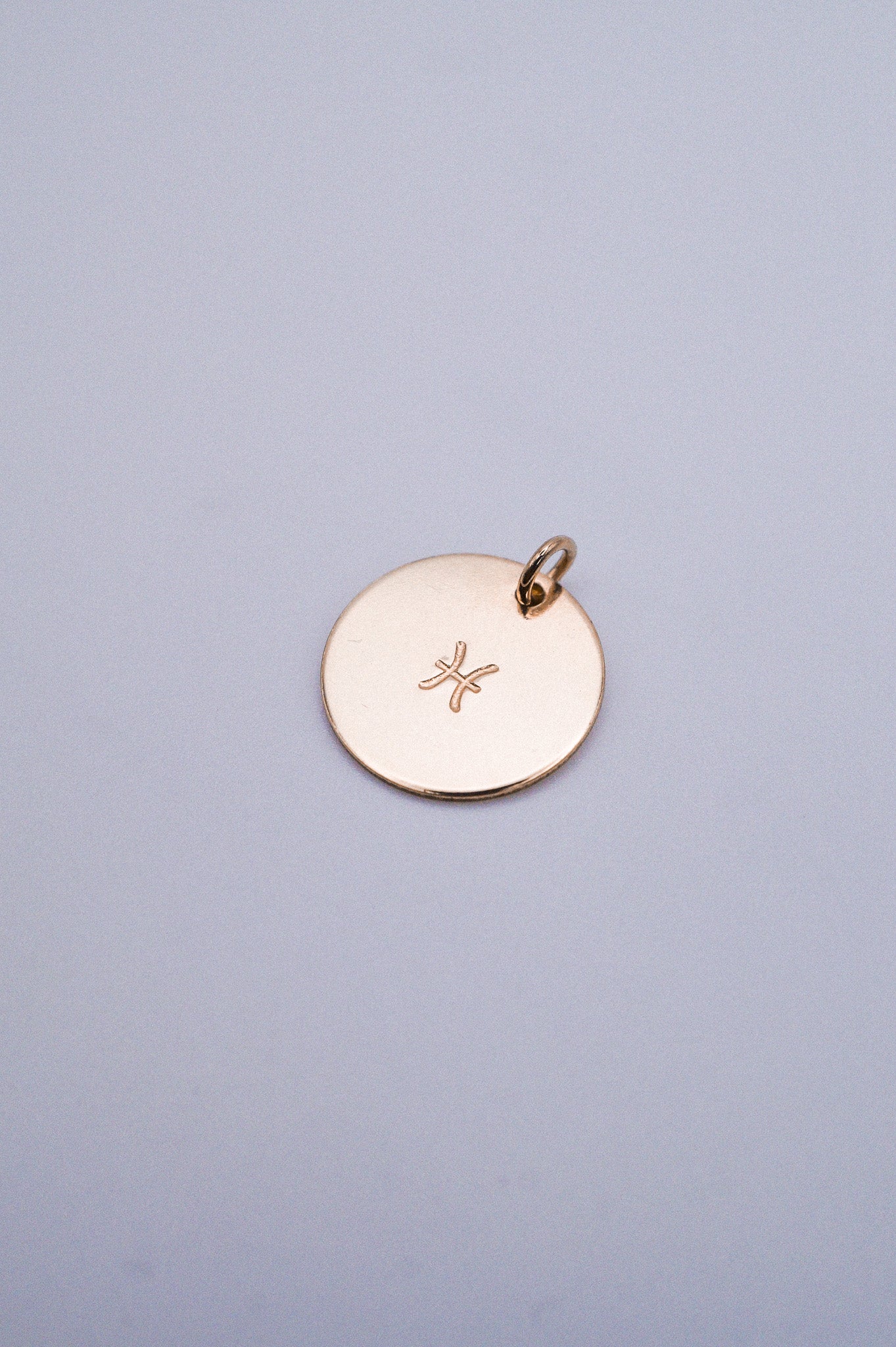 Zodiac Circle Charm, Solid 14K Gold