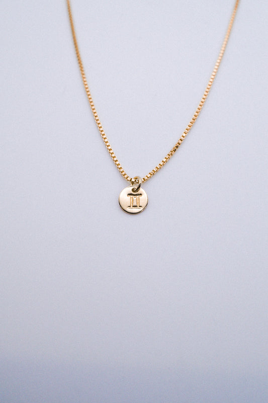 Tiny Zodiac Circle Charm, Solid 14K Gold