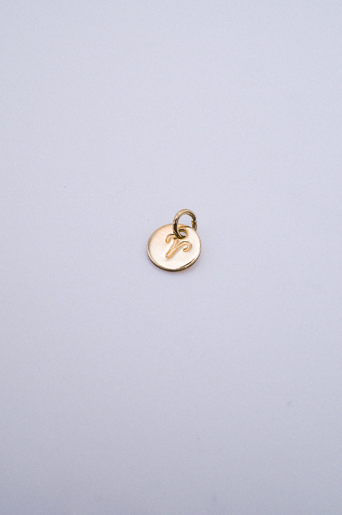 Tiny Zodiac Circle Charm, Solid 14K Gold