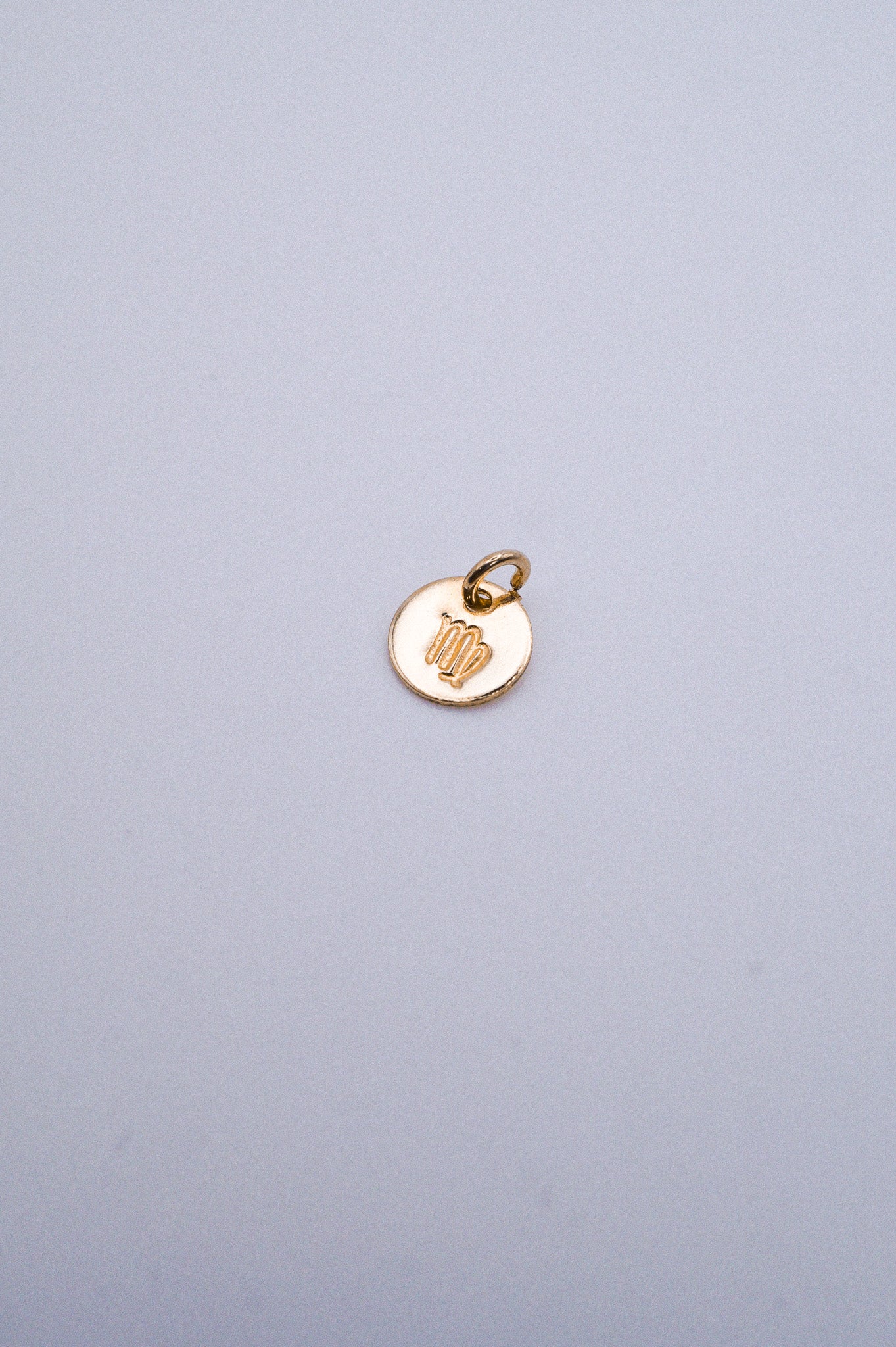 Tiny Zodiac Circle Charm, Solid 14K Gold