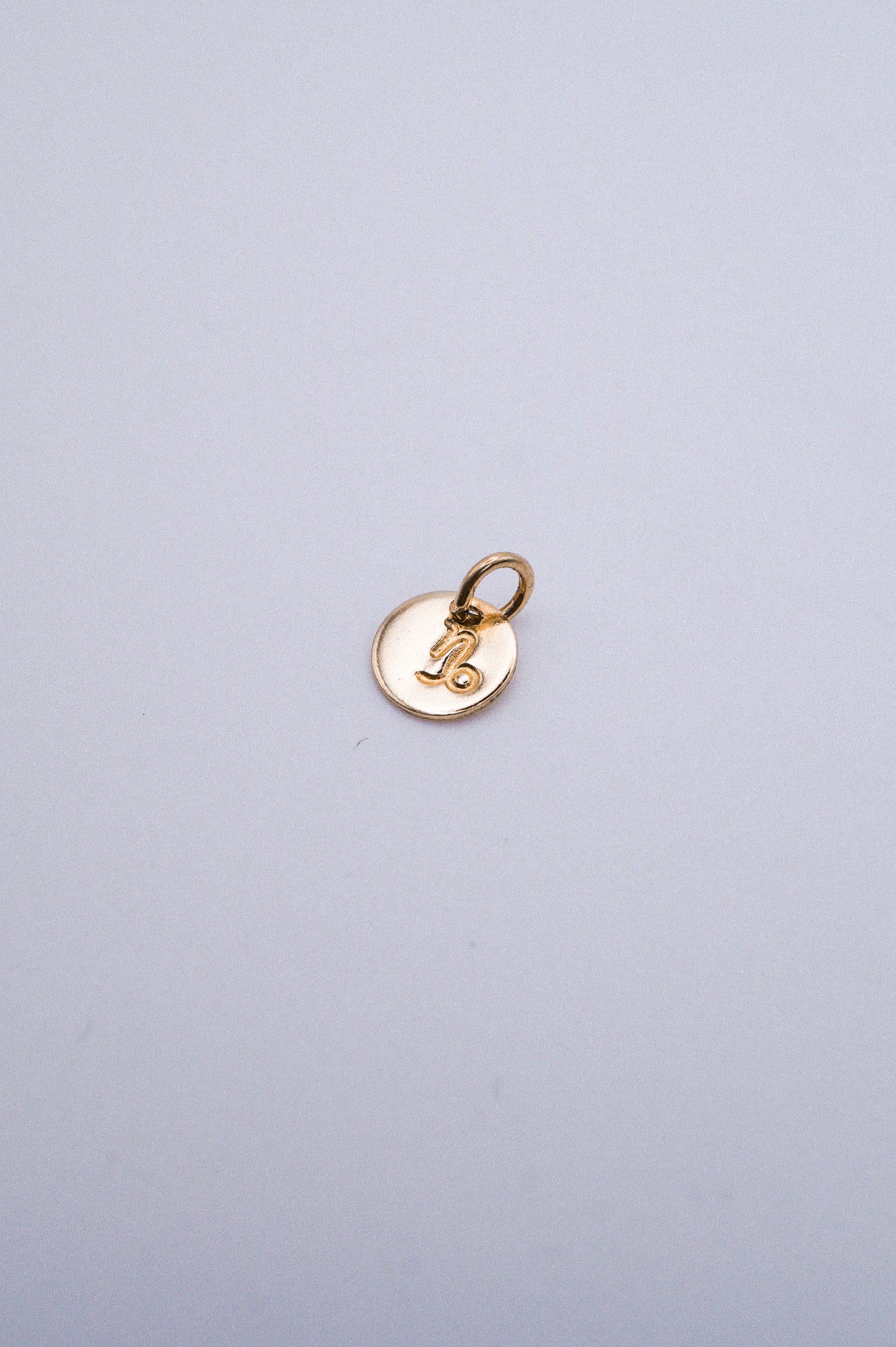 Tiny Zodiac Circle Charm, Solid 14K Gold