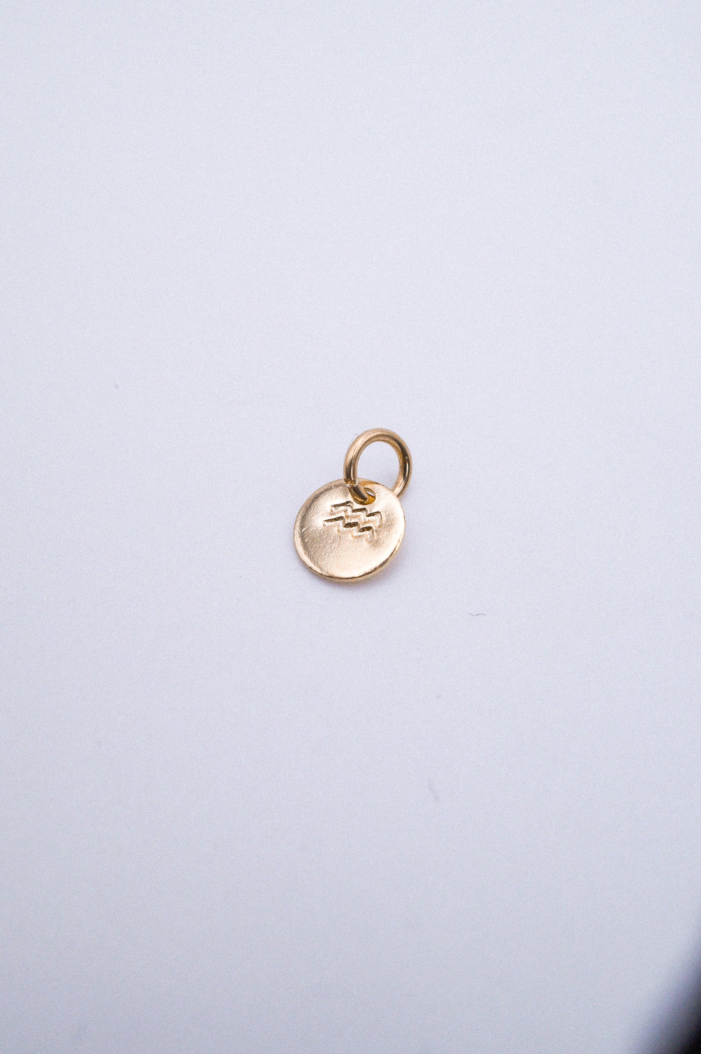 Tiny Zodiac Circle Charm, Solid 14K Gold