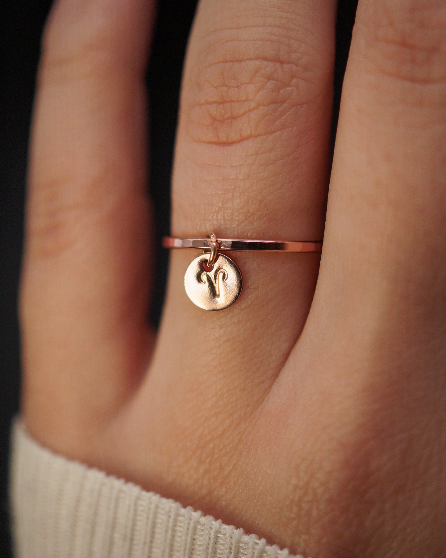 Zodiac Charm Ring, 14K Rose Gold Fill