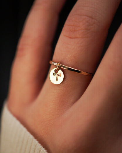 Zodiac Charm Ring, 14K Gold Fill