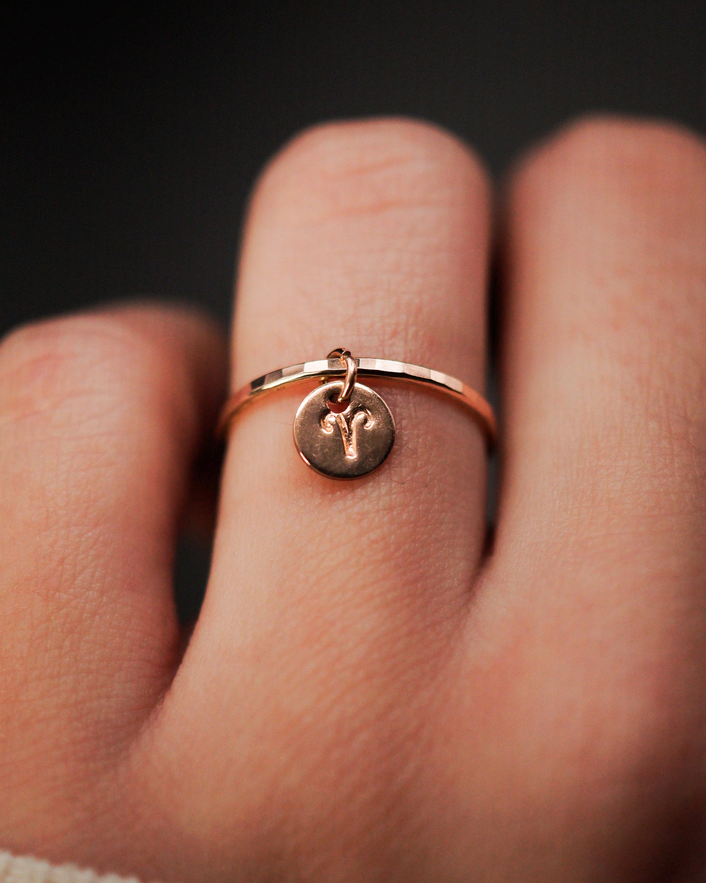 Zodiac Charm Ring, 14K Rose Gold Fill