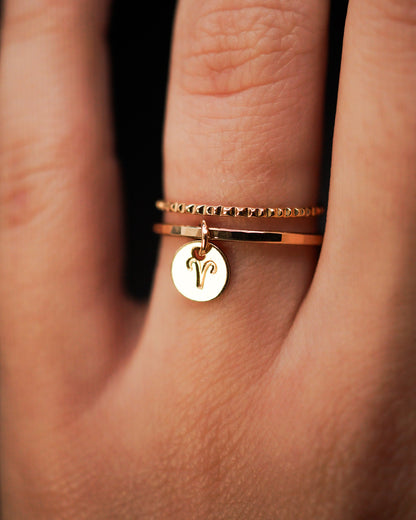 Zodiac Charm Ring, 14K Gold Fill