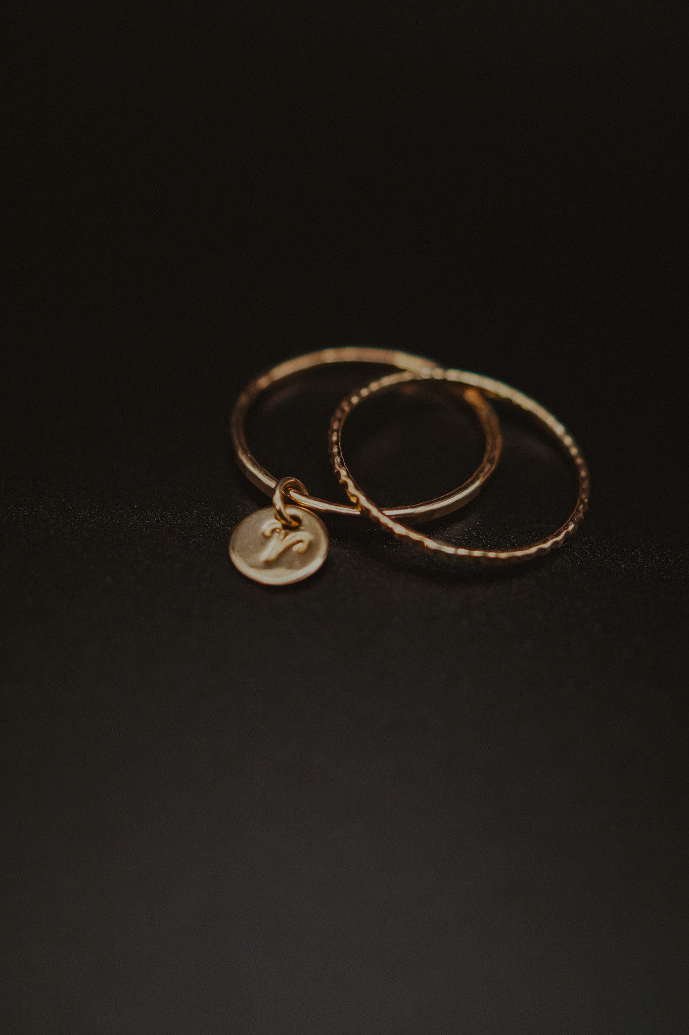 Zodiac Charm Set of 2 Stacking Rings, 14K Gold Fill