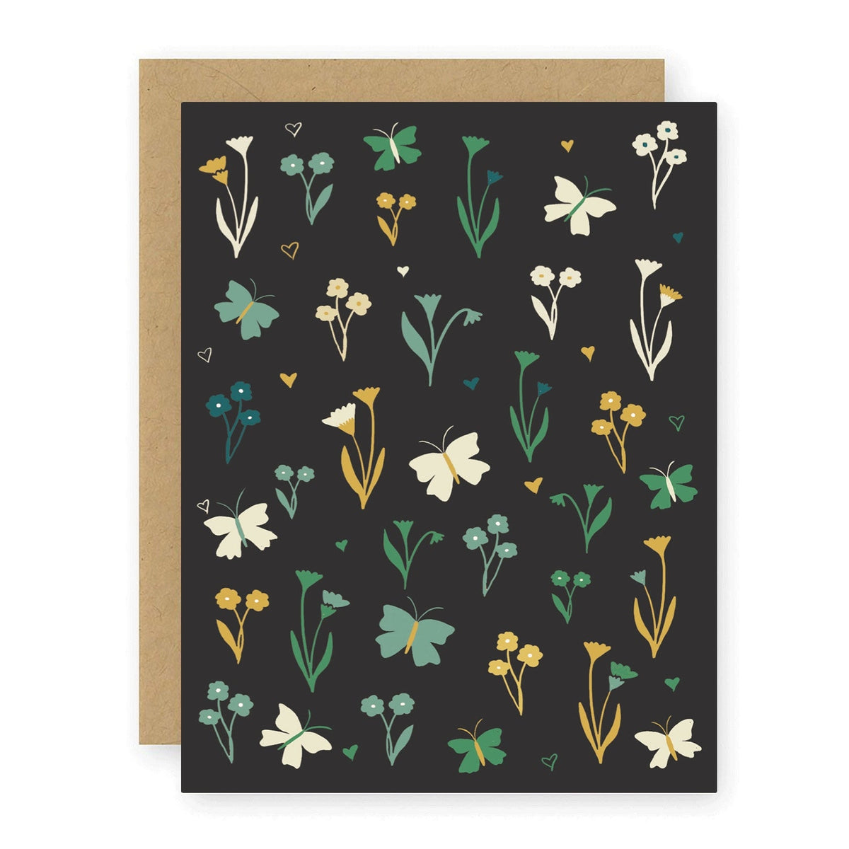 Night Floral Butterflies Greeting Card
